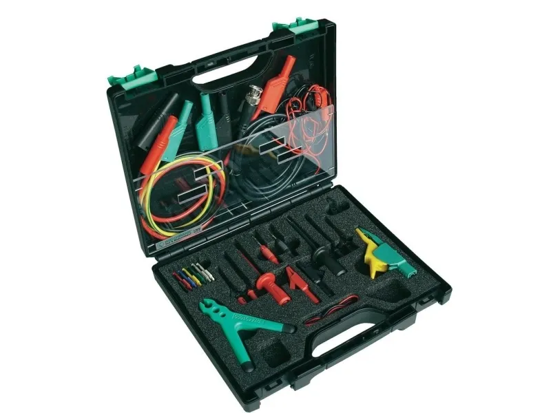 SKS Hirschmann PMS SKS Electronic Sikkerhedskrokodillenæbssæt Stikforbindelse 4 mm, Stikforbindelse 2 mm, Stik: 0,64 mm CAT III 1000 V Sort, Rød, Gul, Grøn