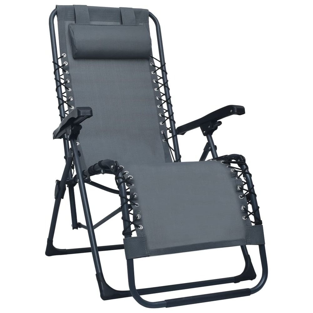 Chaise pliable de terrasse textilène gris