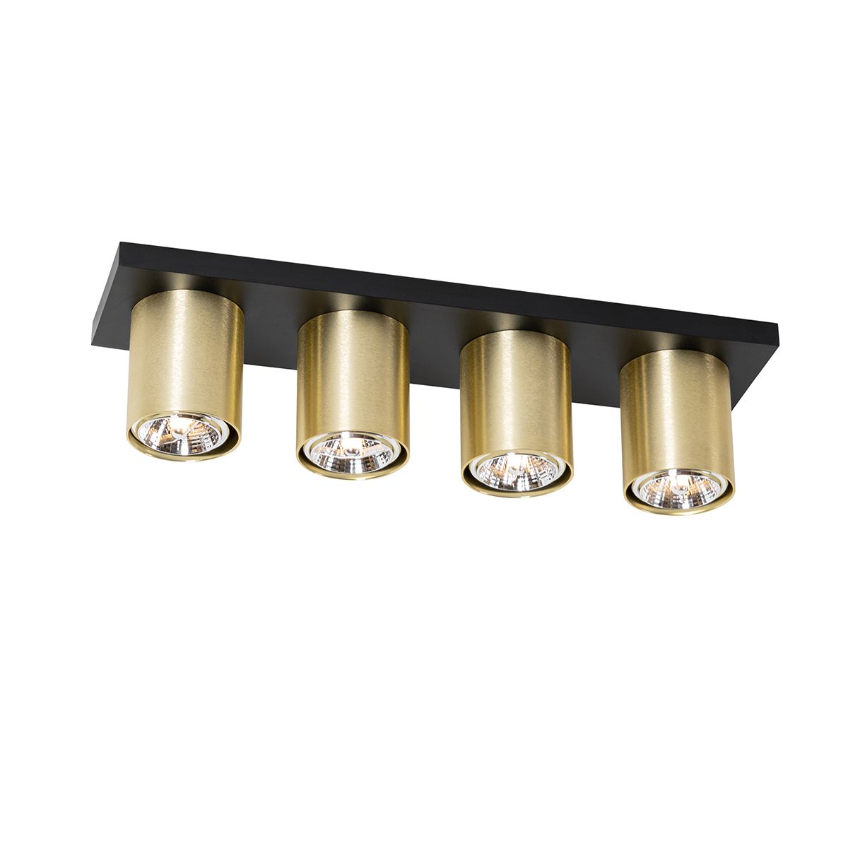 Moderne plafondspot zwart met goud 4-lichts - Tubo