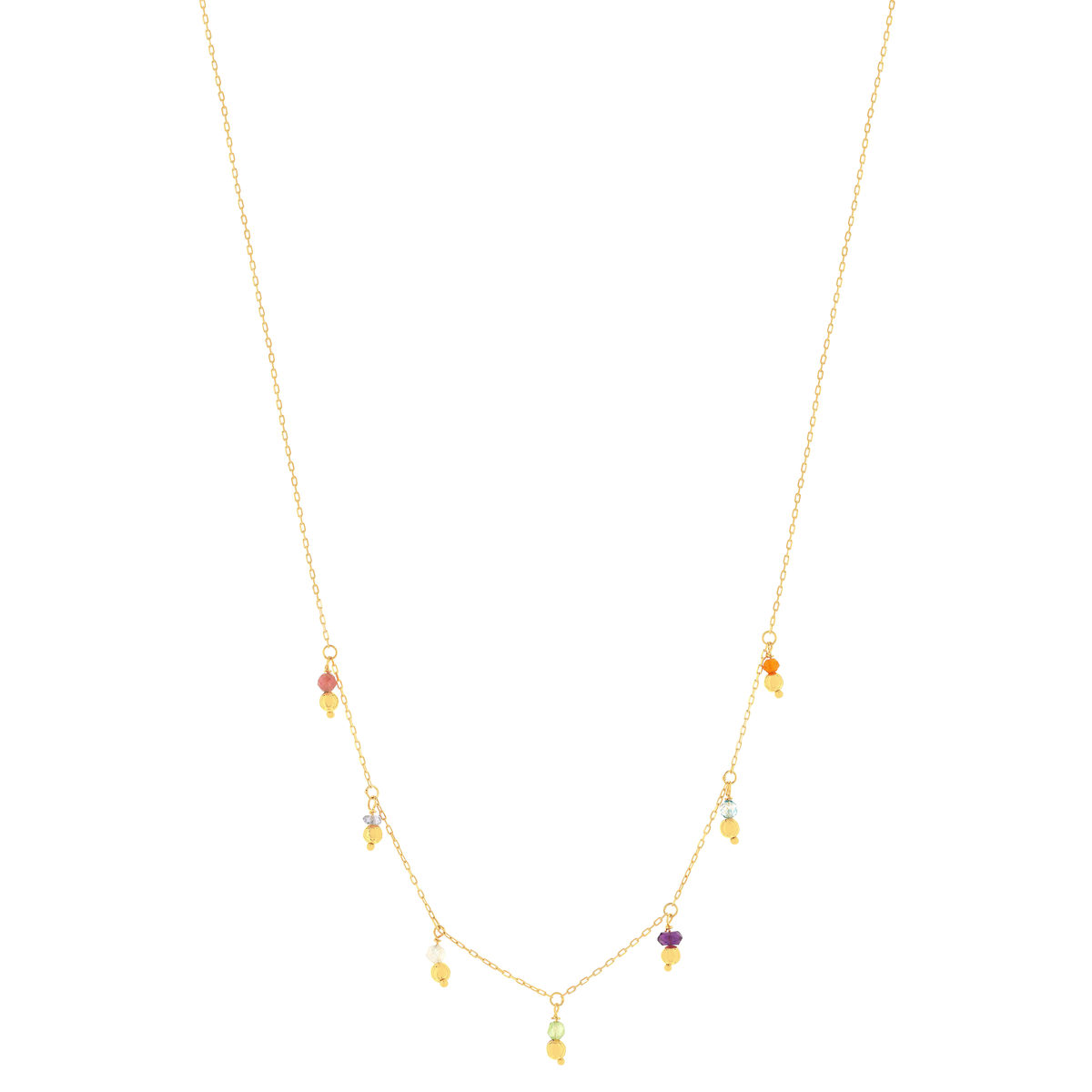 Collier or 375 jaune pampilles pierres naturelles 43cm