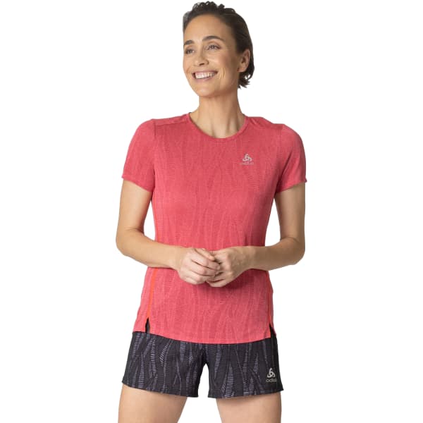T-shirt running ODLO MC ZEROWEIGHT ENGINEERED CHILL-TEC S/S CREW NECK W AMERICAN BEAUTY MELANGE