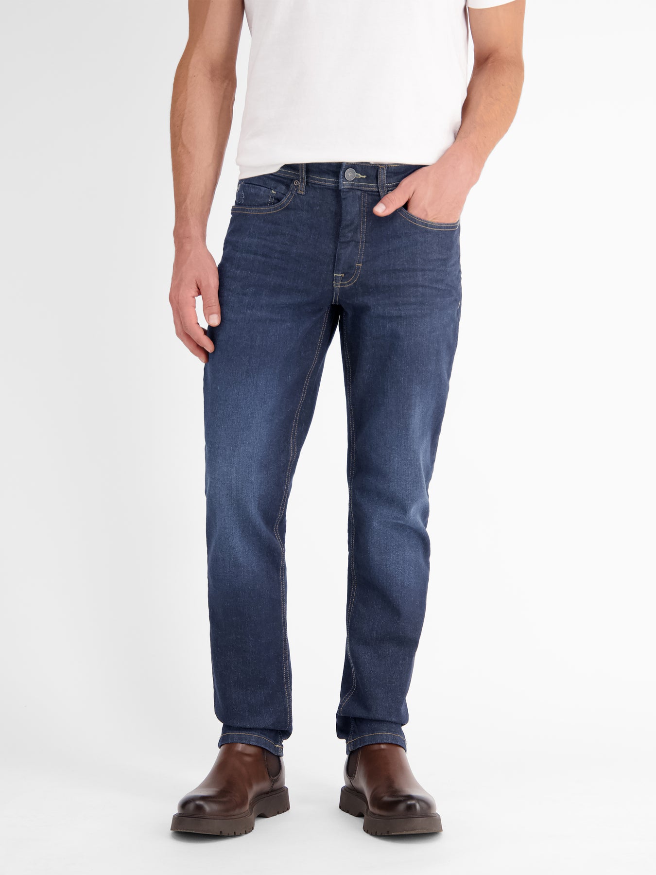 BAXTER 5-Pocket-Denim im Used-Look, RELAXED FIT, blue