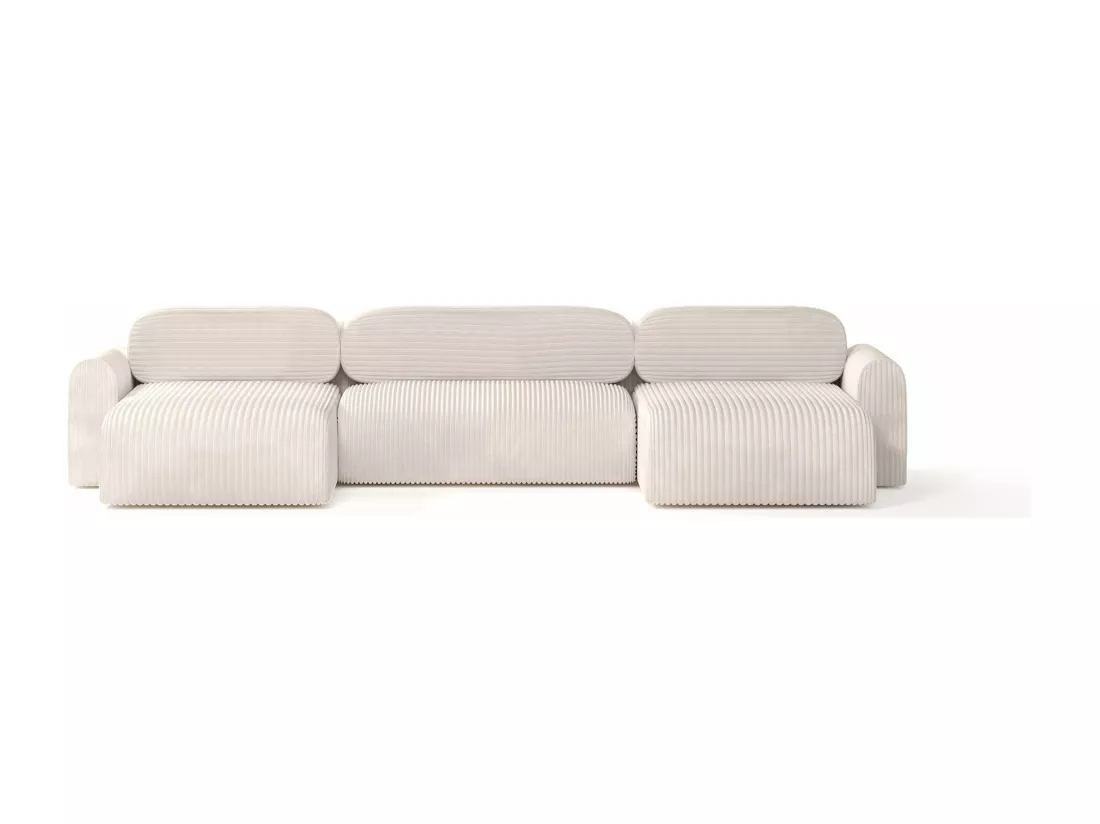 CANAPÉ PANORAMIQUE avec fonction de couchage Pirna U, 8 places, crème