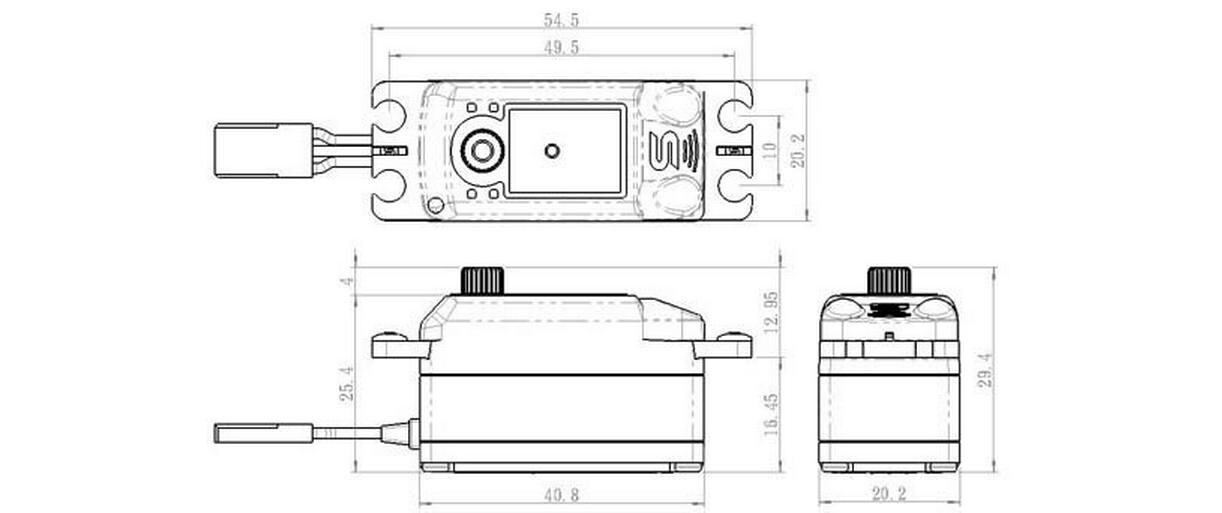 Low Profile Servo SC-1251MG+ 9 kg, 0.09 s, DigitalLow-Profile Digitalservo mit Softstart und Metallgetriebe