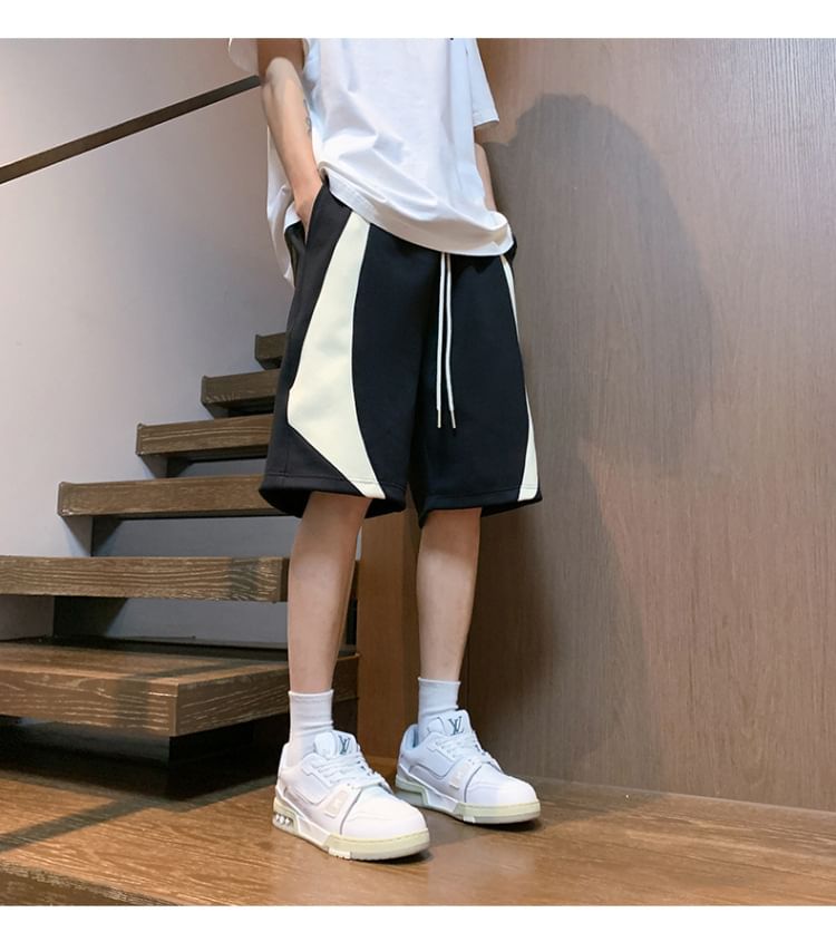 Stone Leo - Tweekleurige shorts met trekkoordtaille