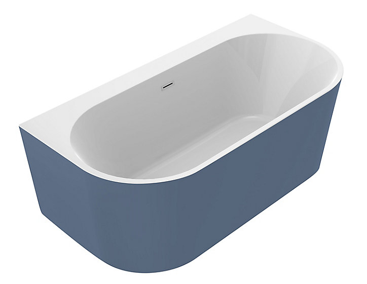 Baignoire îlot adossée bleu mat 170 x 87 cm Ondina Allibert