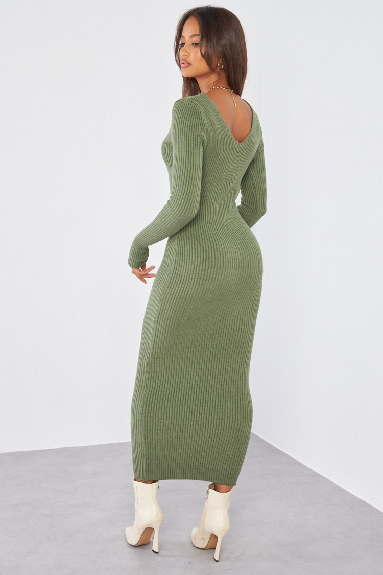 Robe longue kaki basic moulante