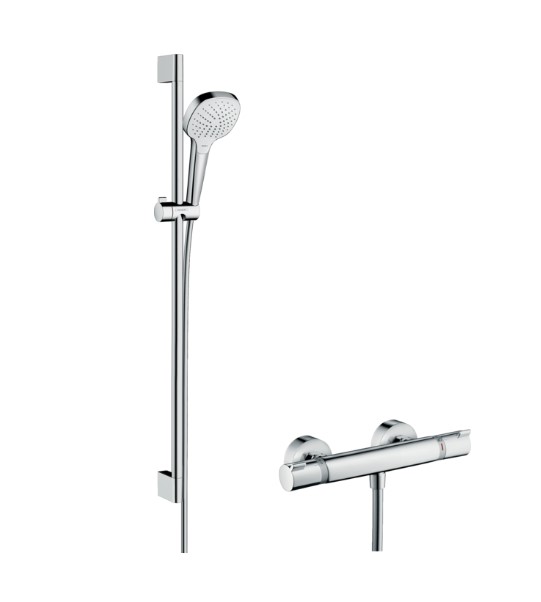 Hansgrohe Croma Select E doucheset met thermostaatkraan, 3 standen handdouche en 90cm glijstang chroom