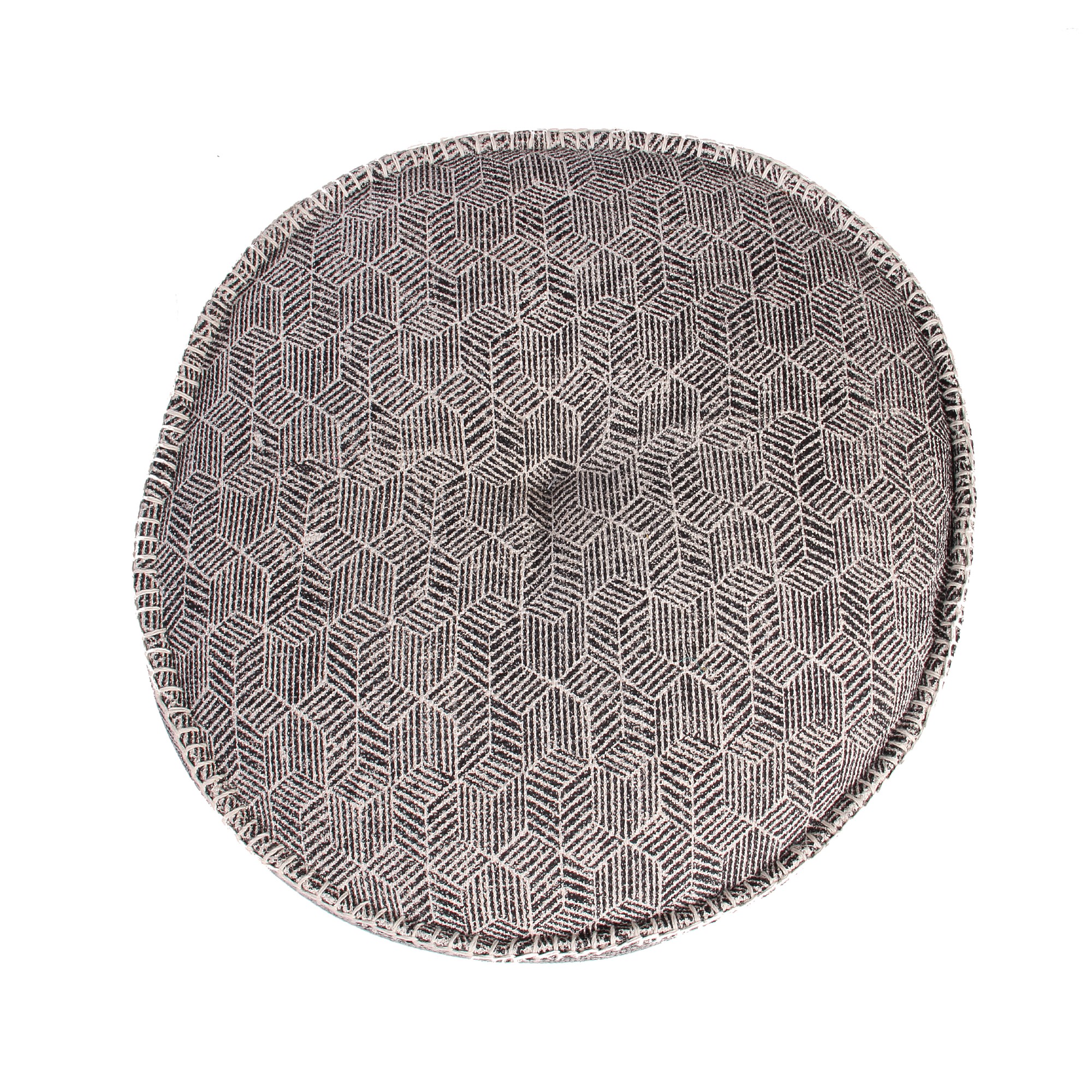 Pouf, grau/weiß Raster, Ø 60 cm, H 20 cm von fischer's lagerhaus