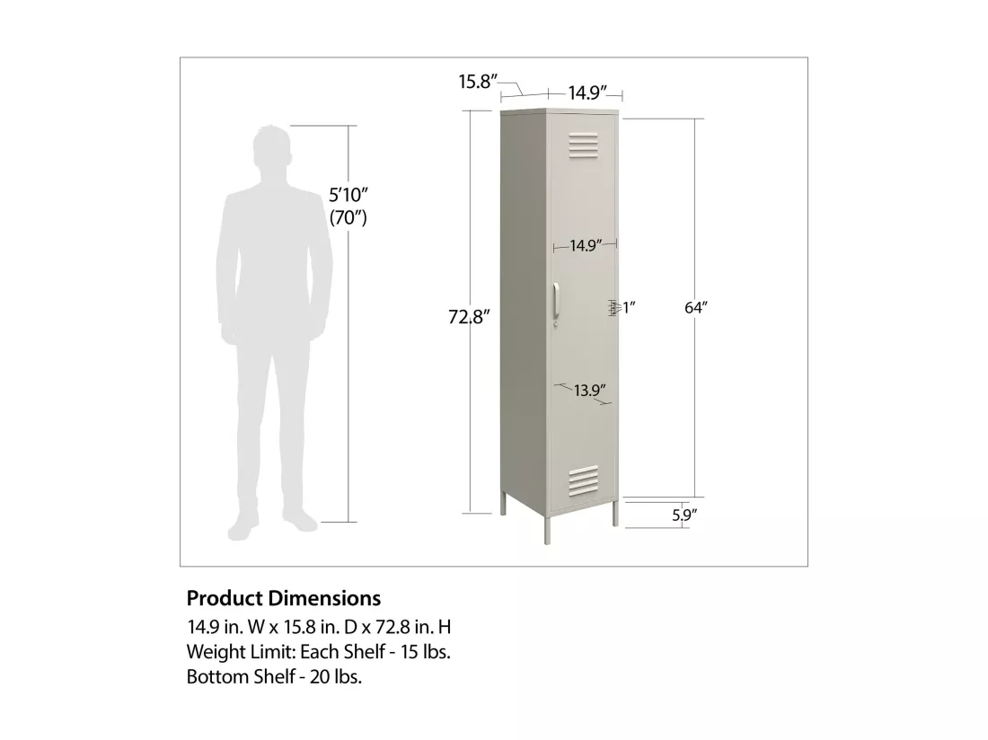 Bradford | Armoire 1 porte en métal gris graphite