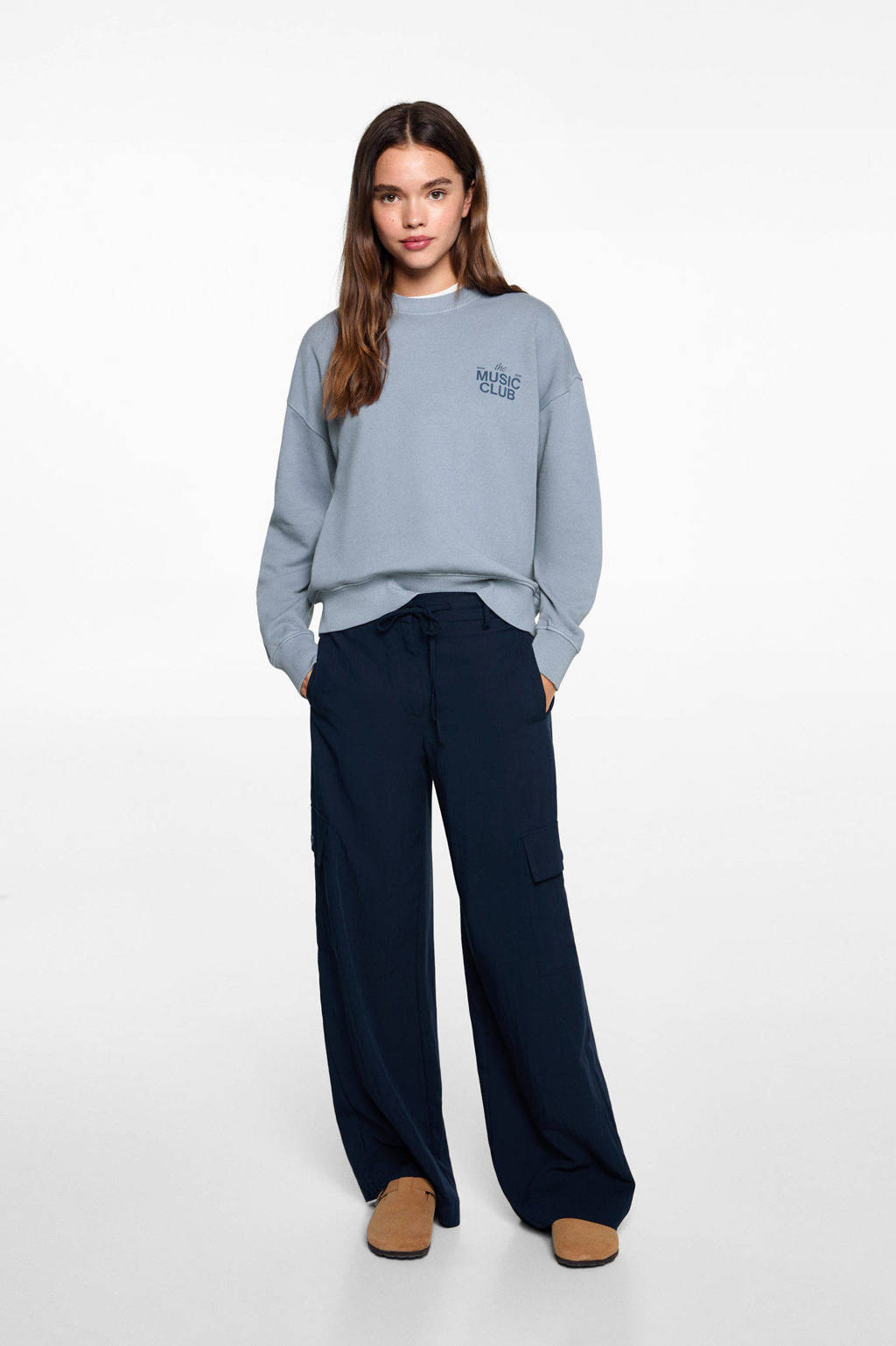 MANGO TEEN sweater met backprint lichtblauw