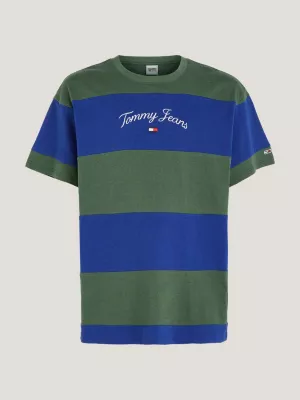 Camiseta Relaxed Fit com Logo nas Costas e Blocos de Cores