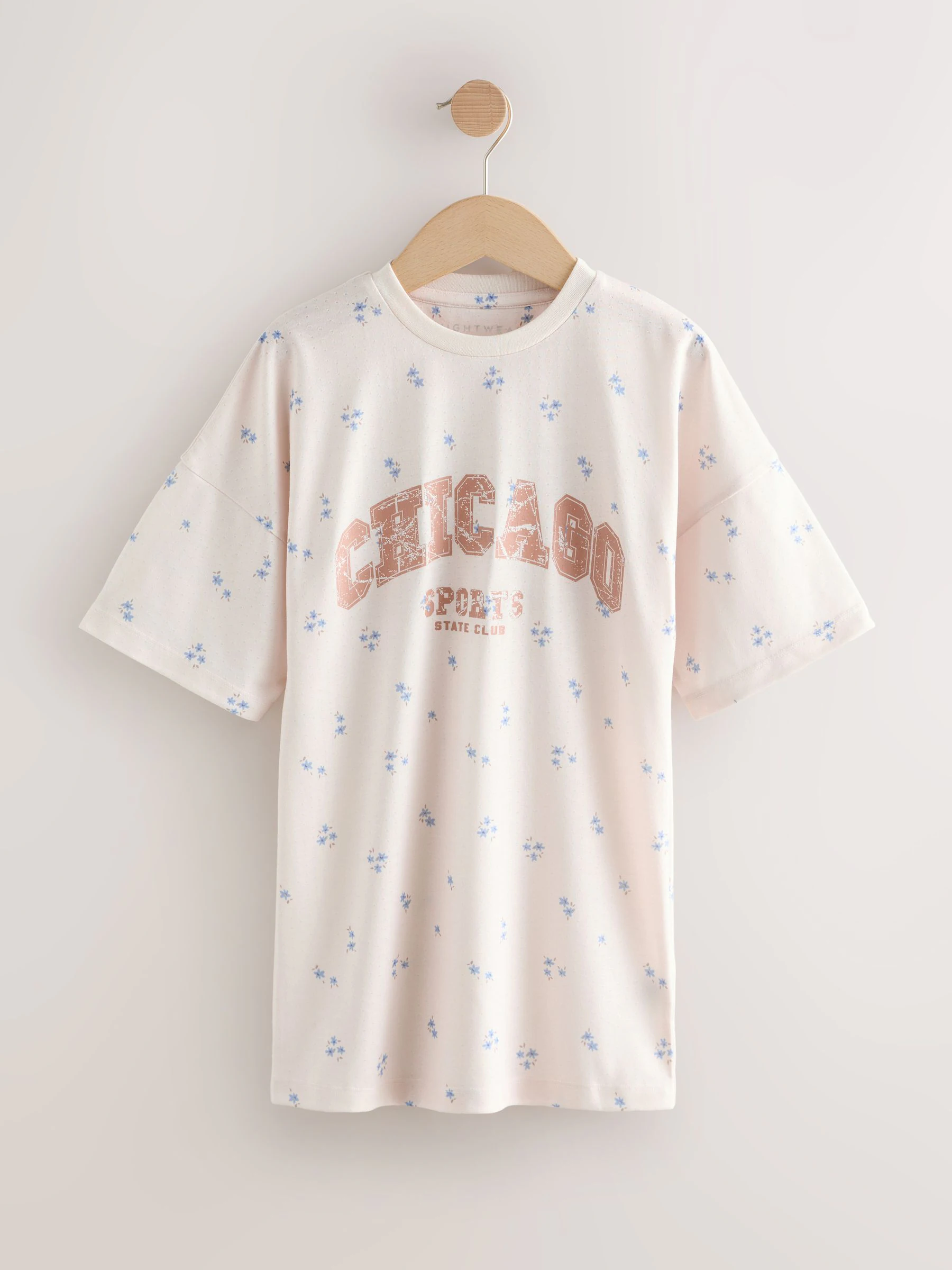 Blauw/ecru Chicago-print - Set van 2 nachthemden (3-16 jr)