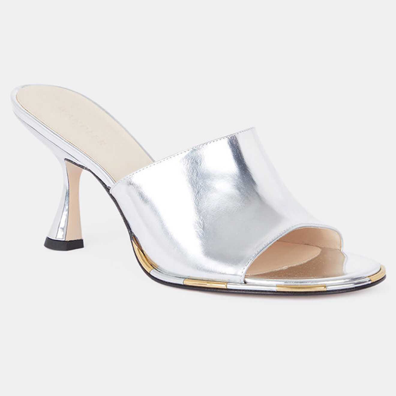 Wandler Mules en Cuir métallisé argentées - Talon 8 cm