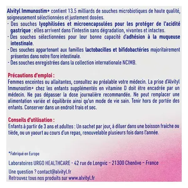 Alvityl ImmunoStim+ Probióticos - Defesas Imunológicas a partir dos 3 anos de idade - 30 sachês