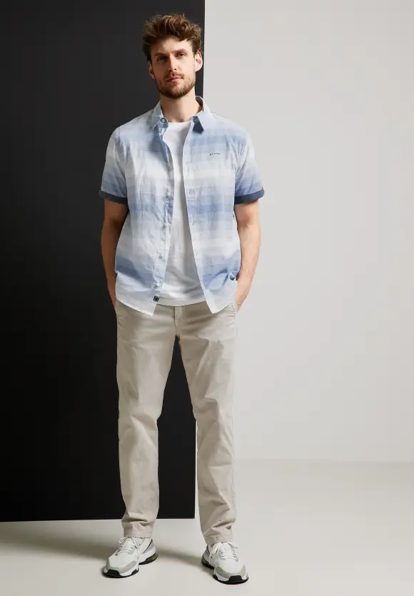 Gestreiftes Kurzarmhemd - steel blue