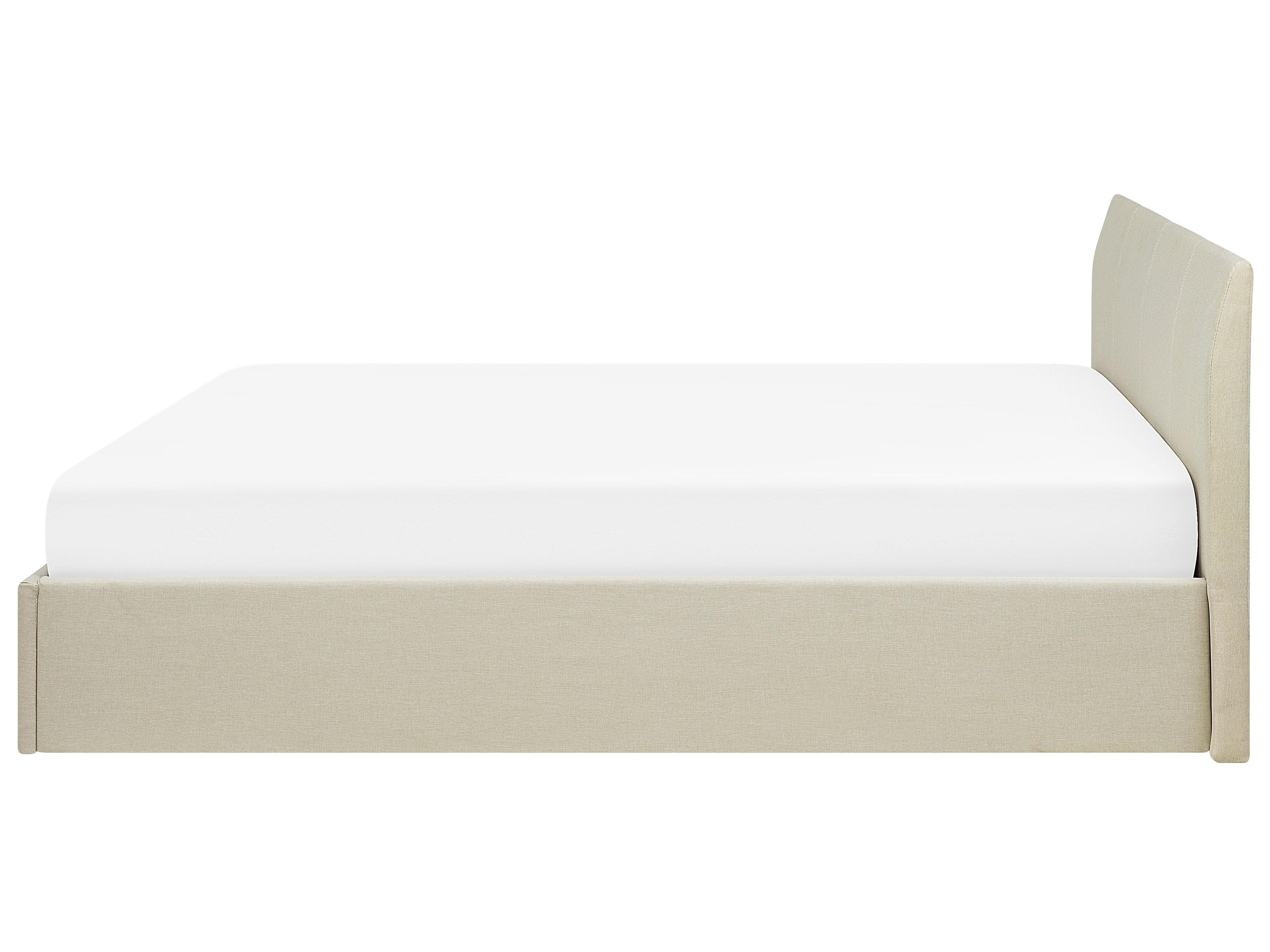 Bed met opbergruimte Stof ORBEY 180 x 200 cm Lichtbeige
