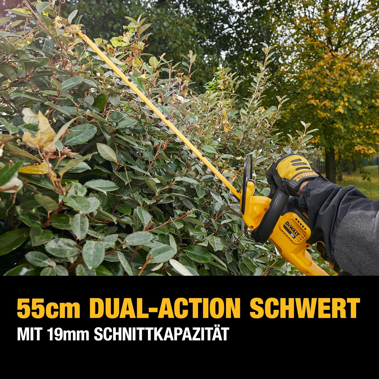 bürstenlose Akku-Heckenschere/Strauchschere (18V, 55 cm Schwertlänge, 19 mm Schnittstärke, Lieferung ohne Akku und Ladegerät), DCM563PB