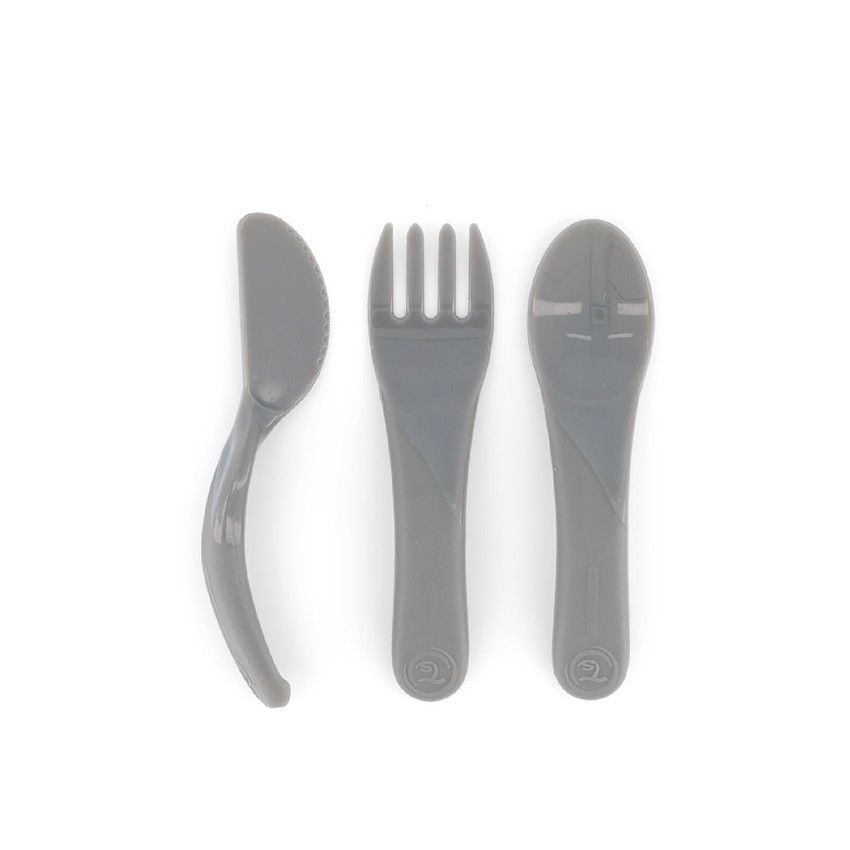 Set de 3 couverts d’apprentissage 6+ mois – Gris Pastel - Ecru