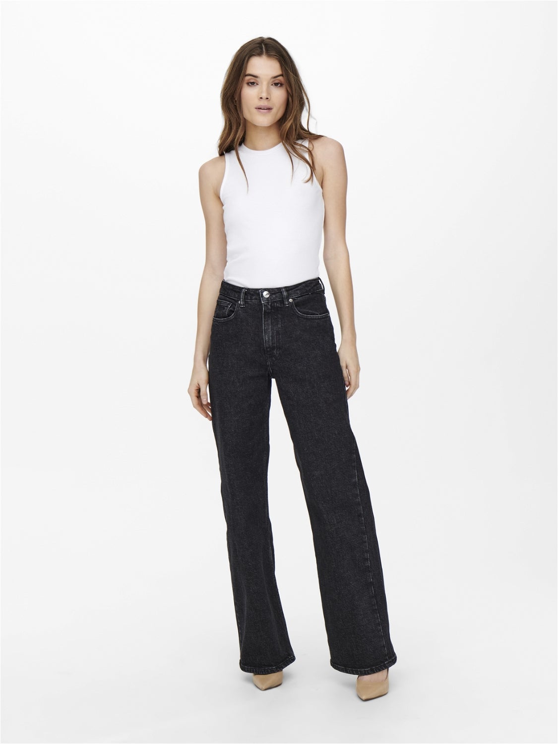 ONLJUICY Hohe Taille Weiter Beinschnitt Jeans Black Denim