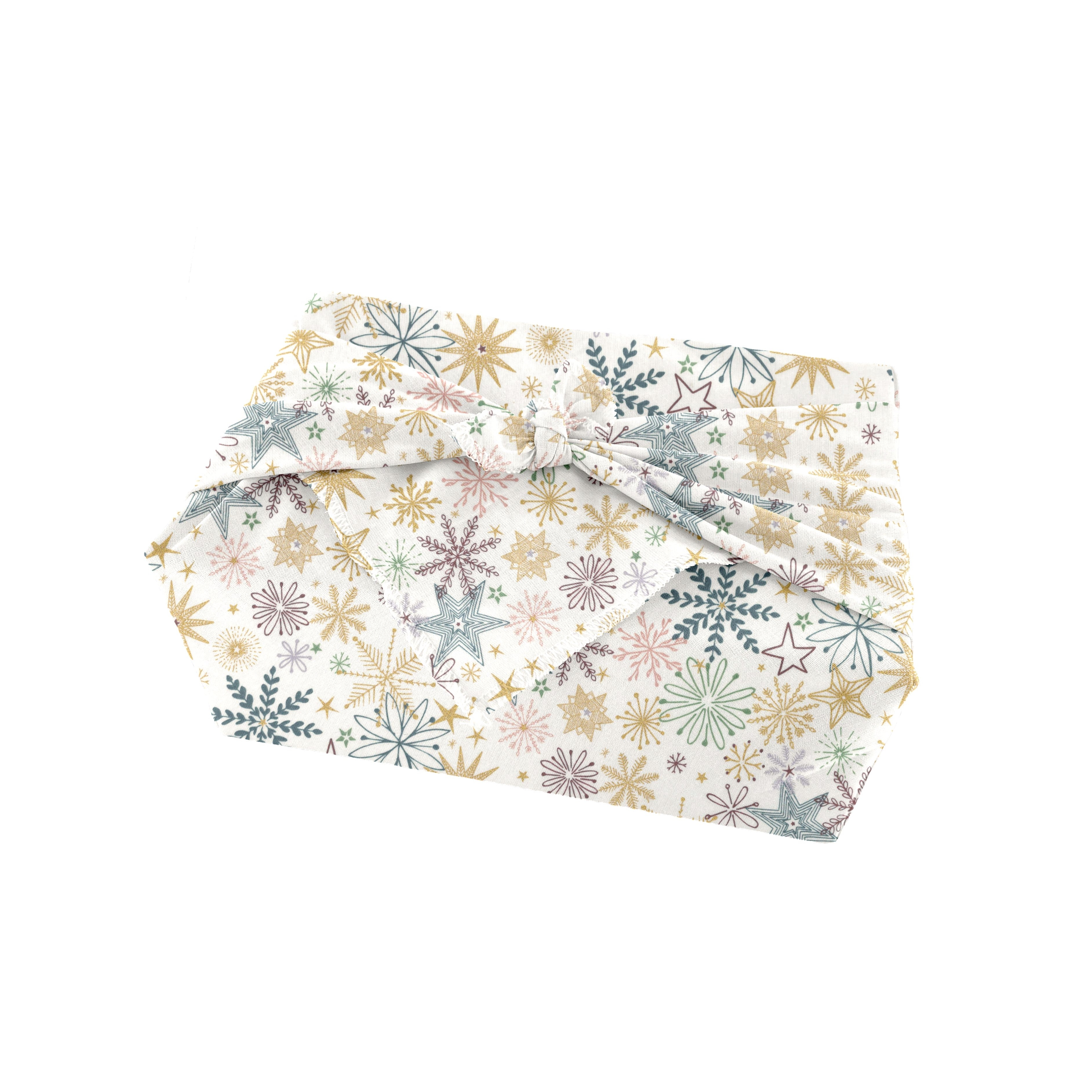 Furoshiki Moyen 48 X 48 Cm Ex2447 Étoiles De Noel Blanc Cassé