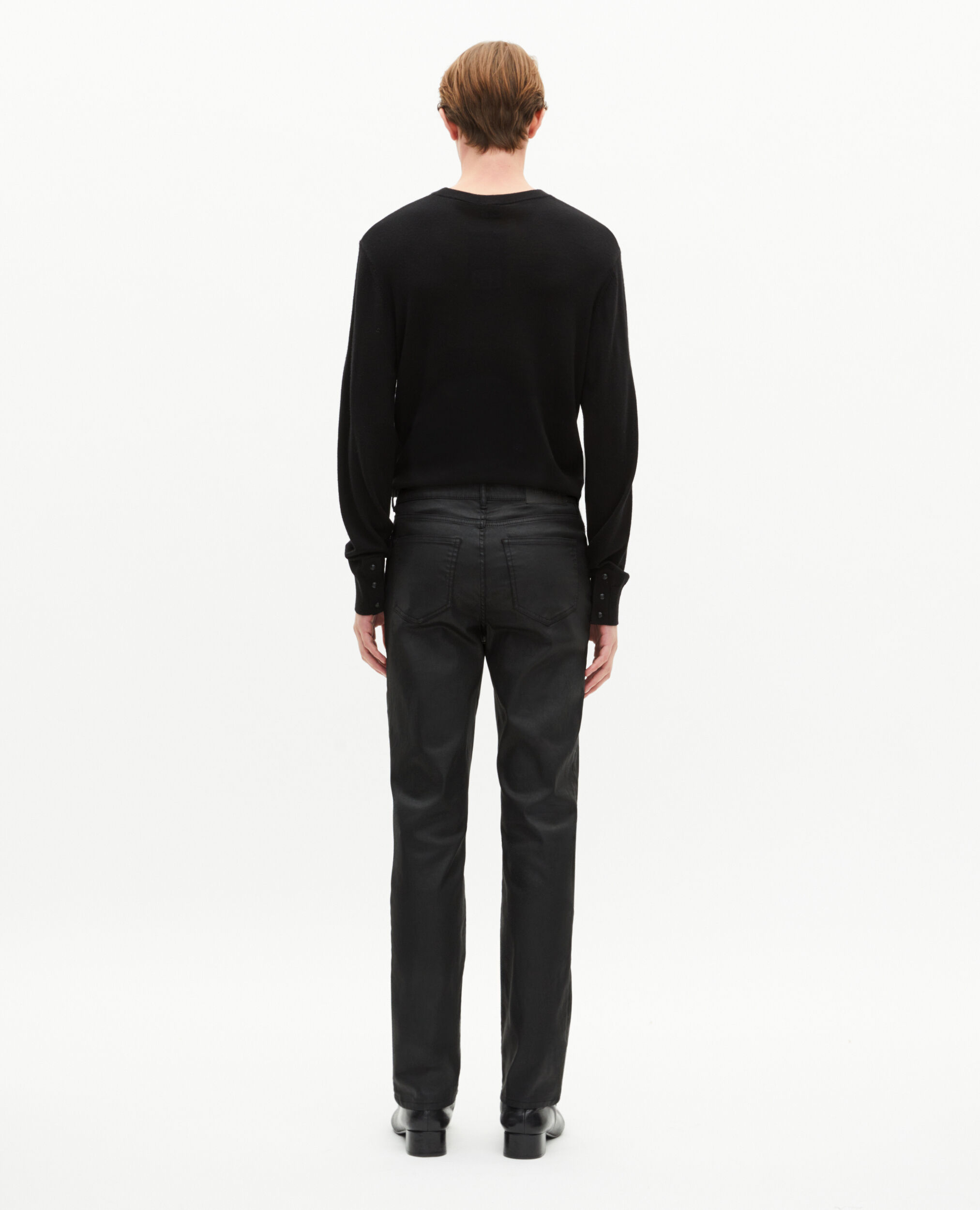 Pantalon slim en cuir noir