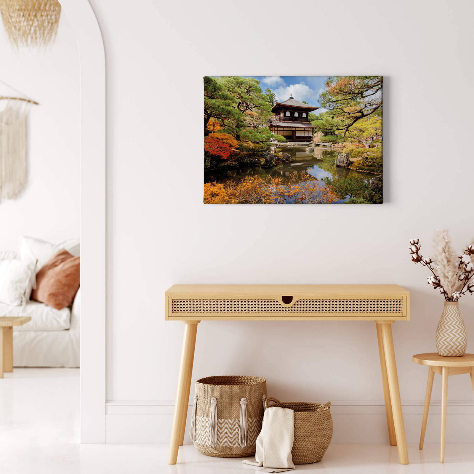 Leinwandbild JAPANISCHER TEMPEL - grün-braun - 70x50 cm