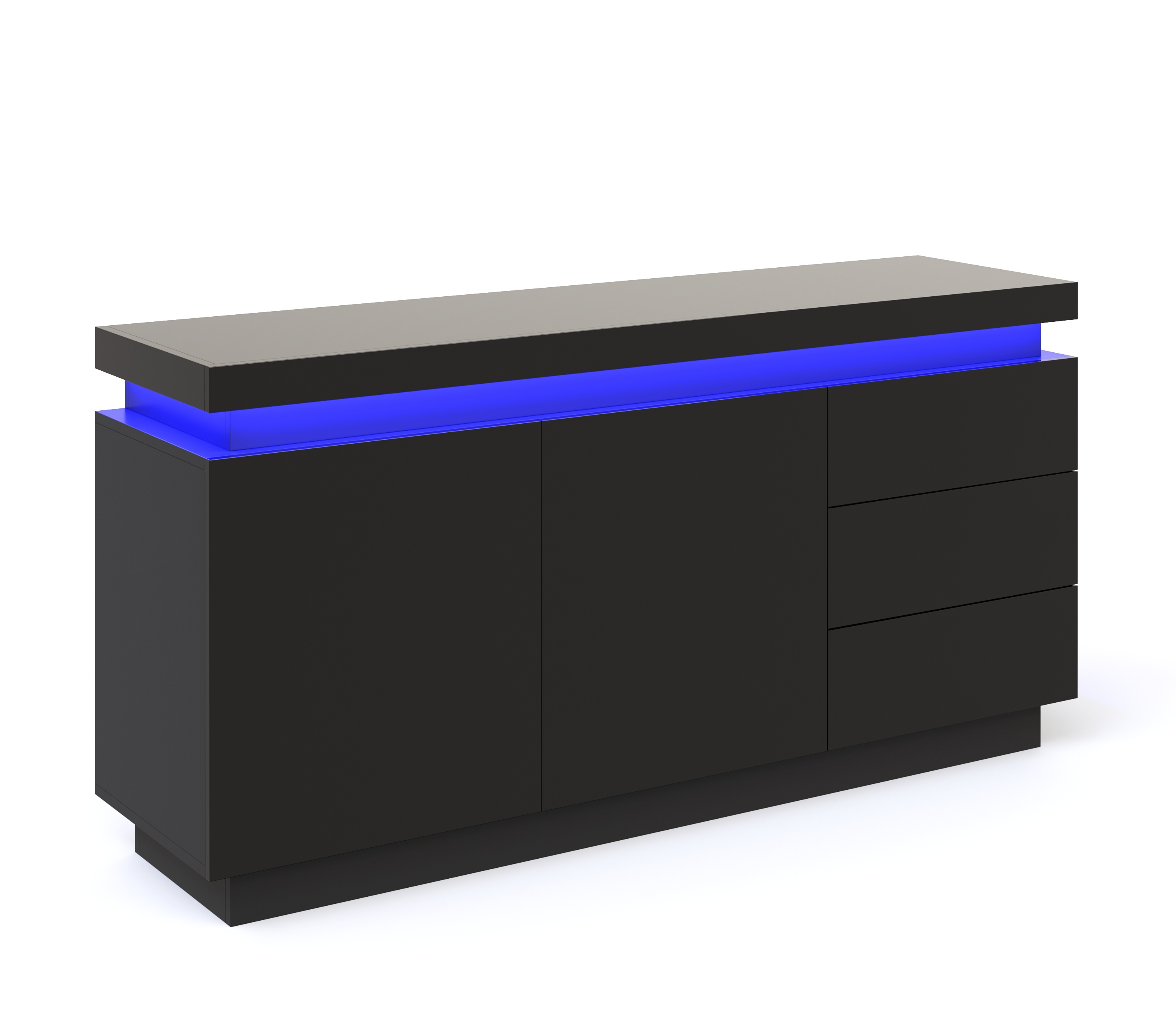 Sideboard LED ELVIO 150 x 75 cm schwarz