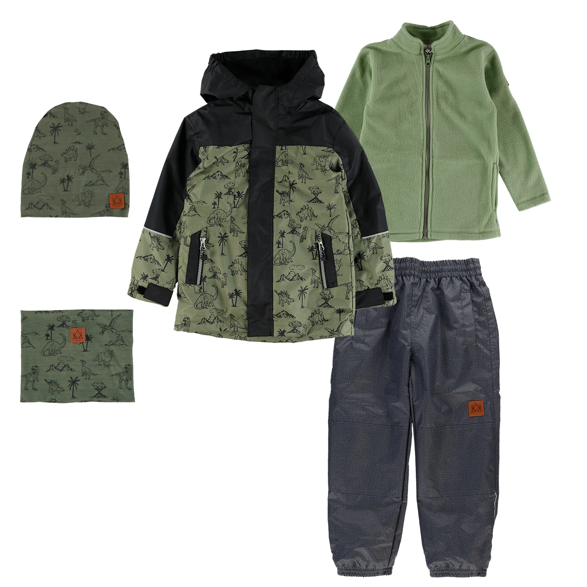 Deer Mountain Ensemble Extérieur 3-en-1 Dinos 7-12ans + Tuque + Cache-cou