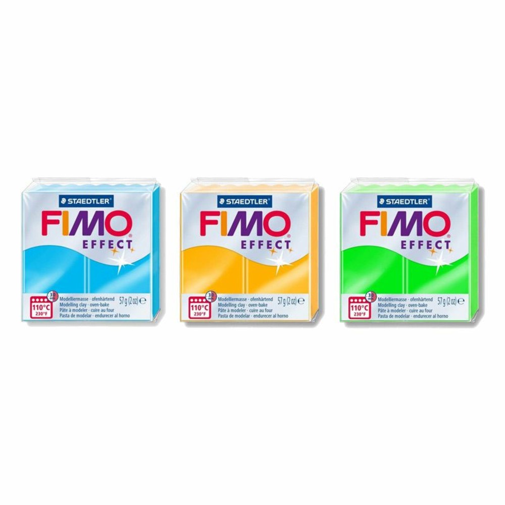 3 pâtes polymères effet néon - bleu-orange-vert