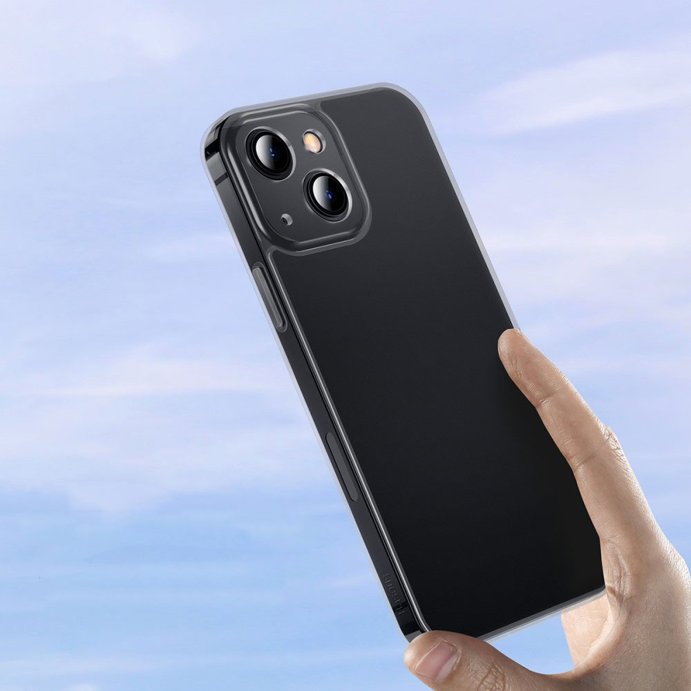 iPhone 13 Hybrid Hülle Frosted Glass TPU Bumper   Acryl Rückseite   Kameraschutz - Grau (Matt)