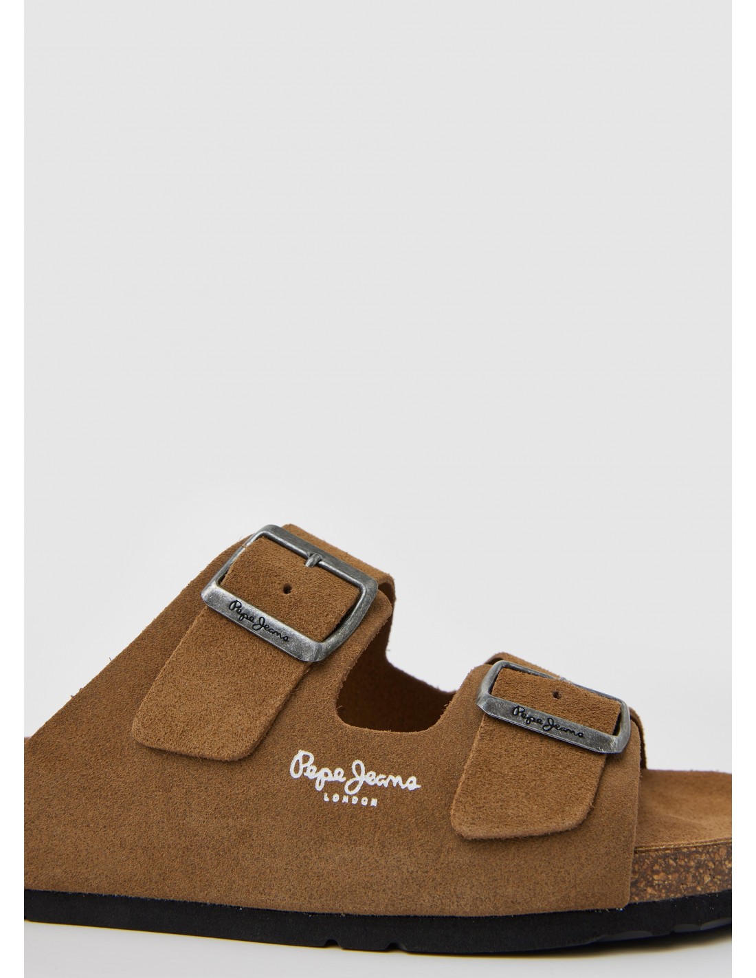 pepe jeans sandales homme bio daim marron camel