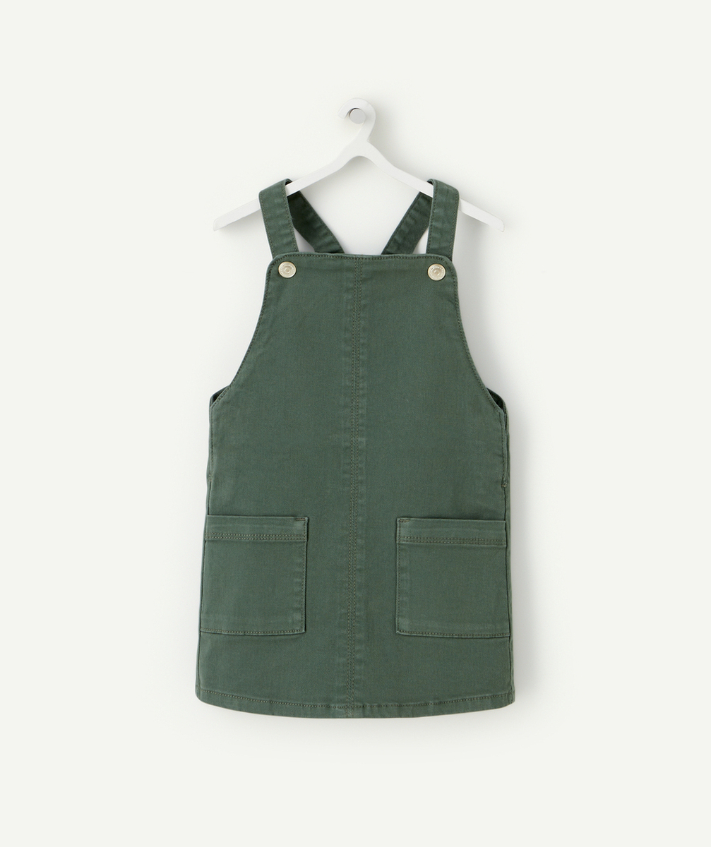 ROBE SALOPETTE BÉBÉ FILLE EN FIBRES RECYCLÉES VERTE