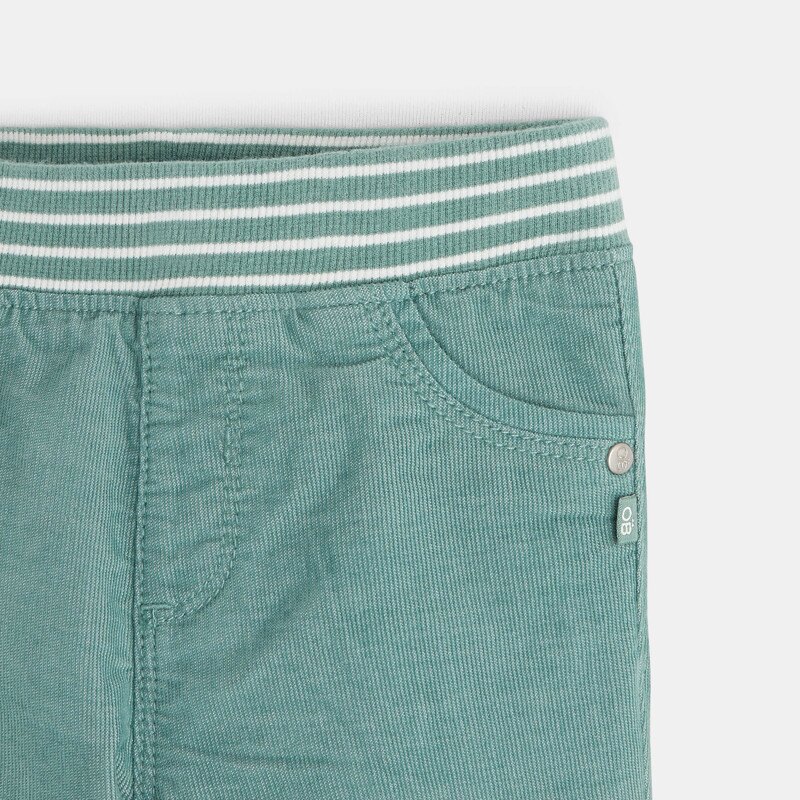 Pantalon velours milleraie taille élastiquée vert bébé garçon Vert