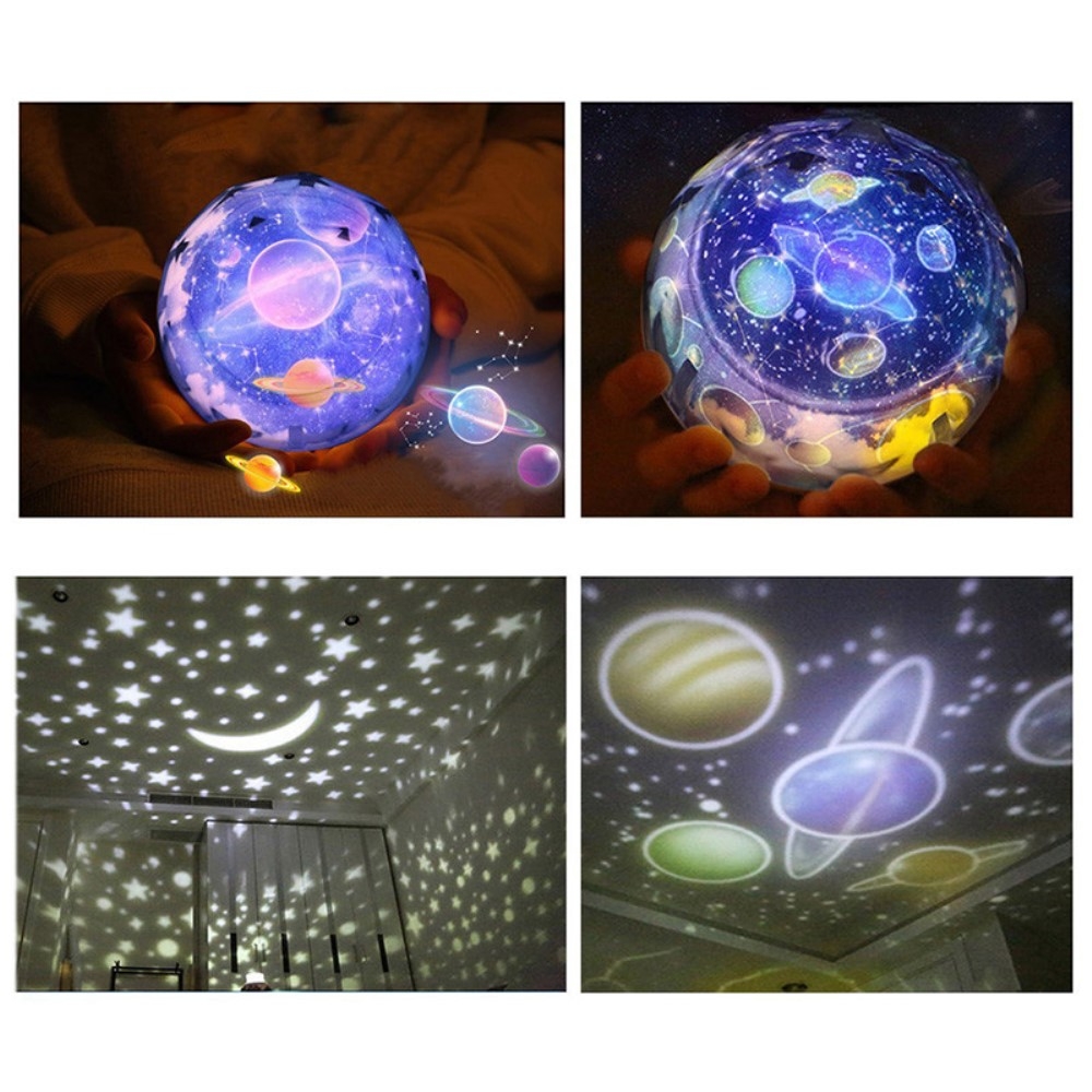 5in1 Mini LED Sternenhimmel Projektor 360° Drehung Kinder Nachtlicht mit 5 Leuchtmodi   Wechselmotiven (USB/Batteriebetrieben)