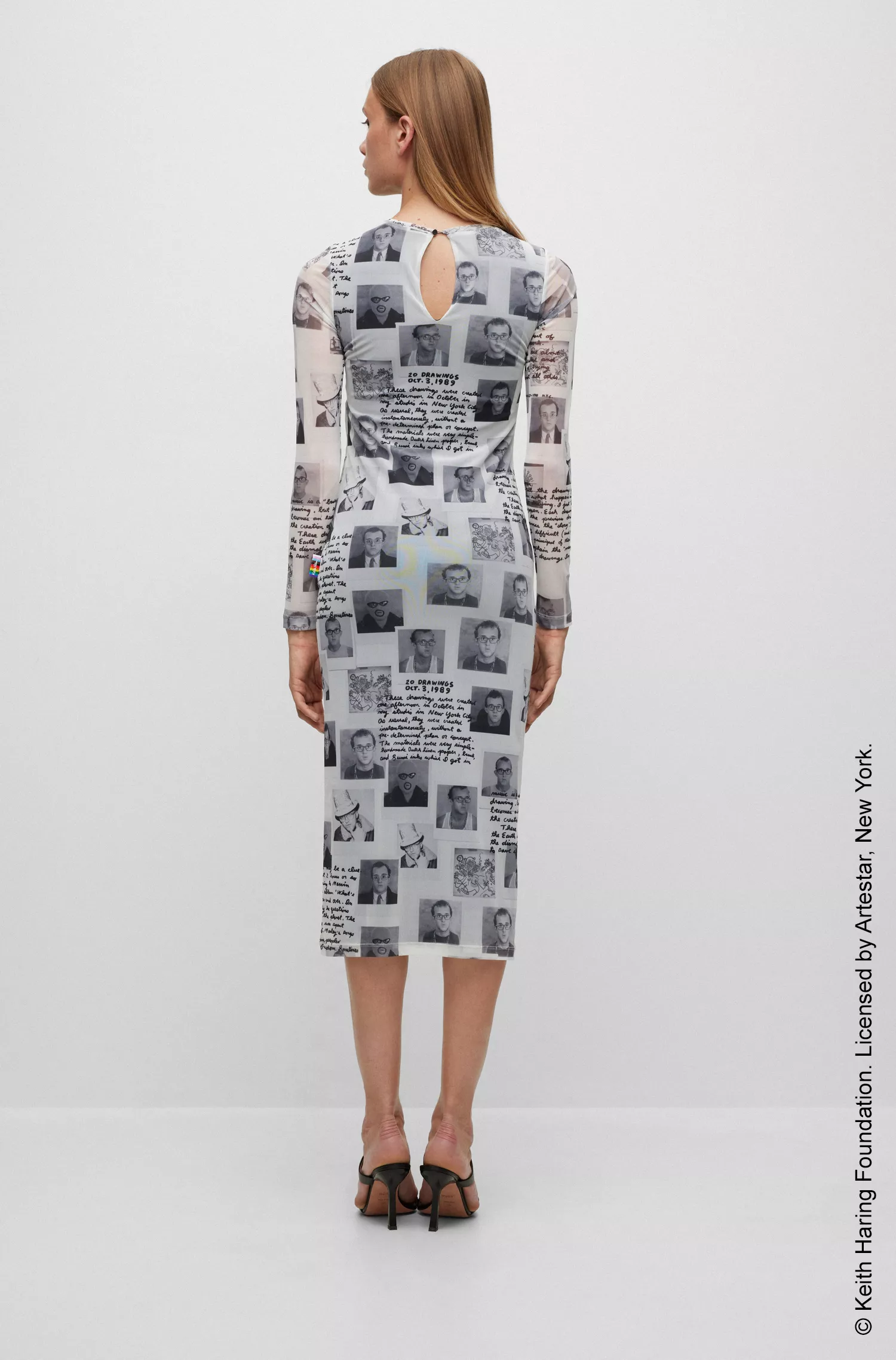 Vestido BOSS Black-BOSS x Keith Haring em tule estampado