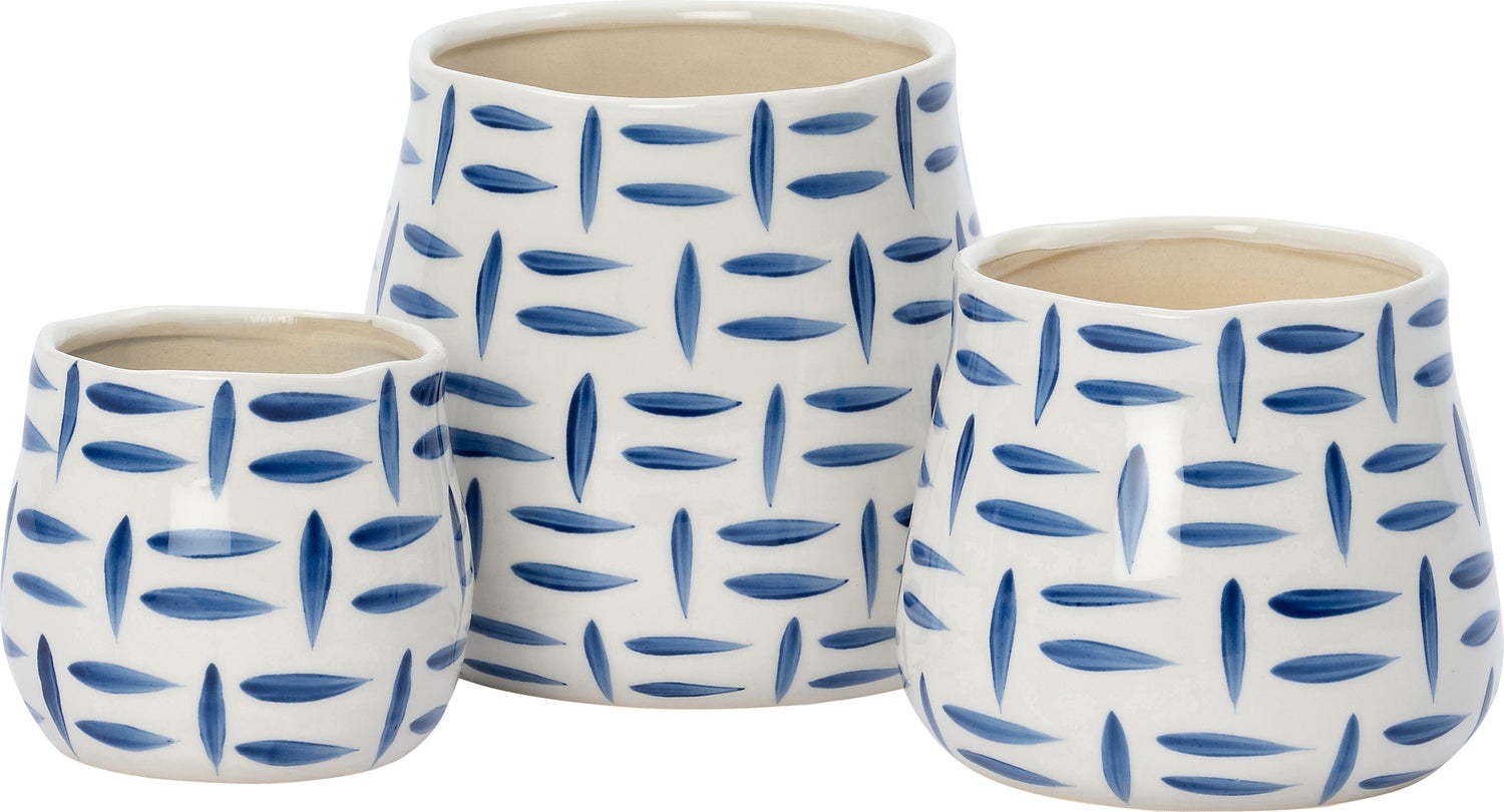 Intratuin bloempot Tola wit / blauw D 14 H 12 cm