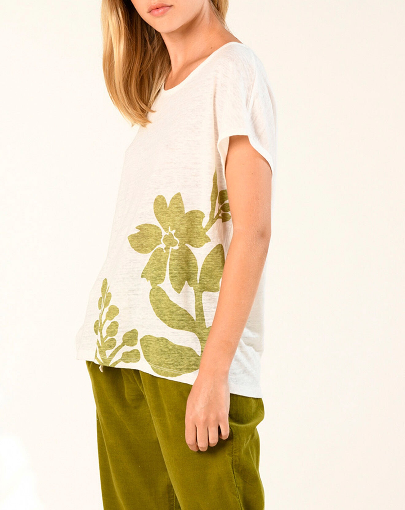 Harris Wilson T-Shirt 100% Lin Quatia imprimé écru/doré