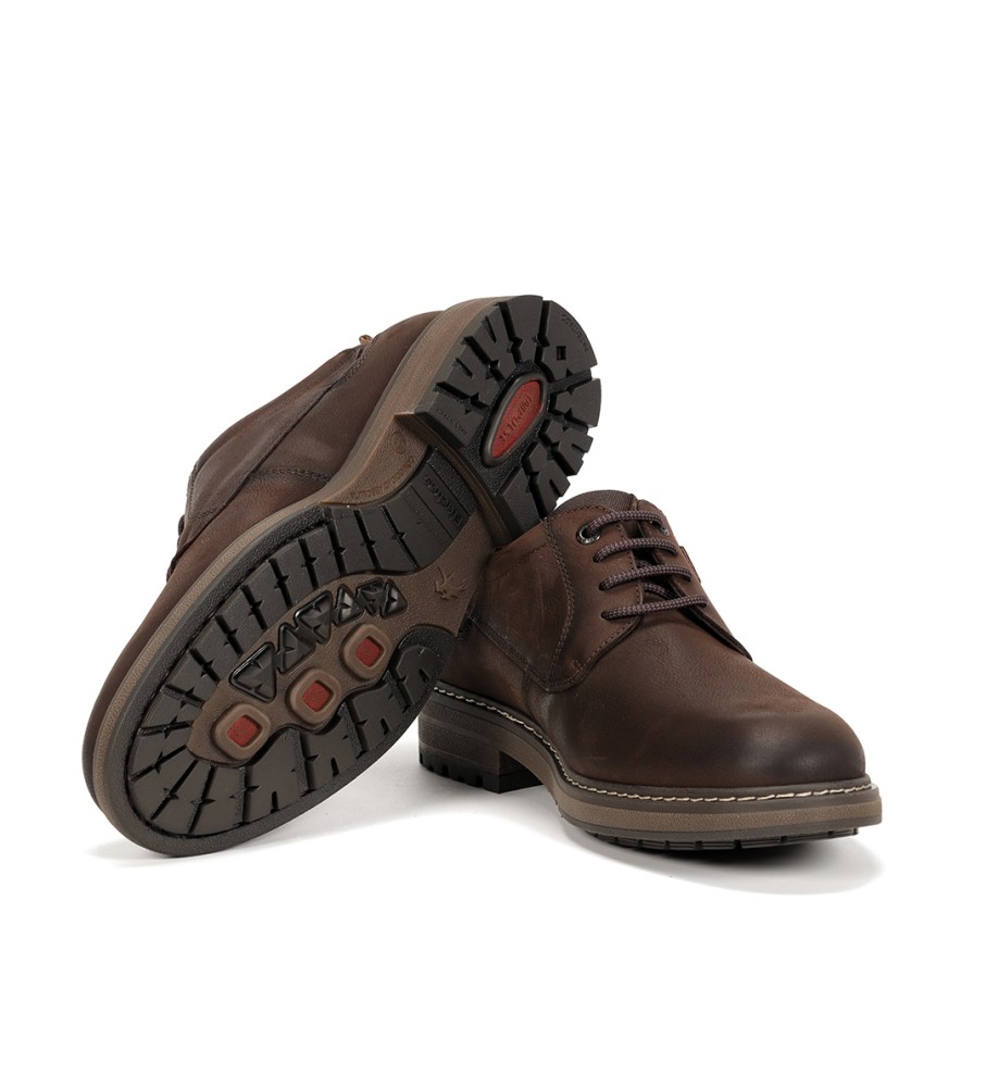 Sapatos de couro Fluchos F1589 marrom escuro