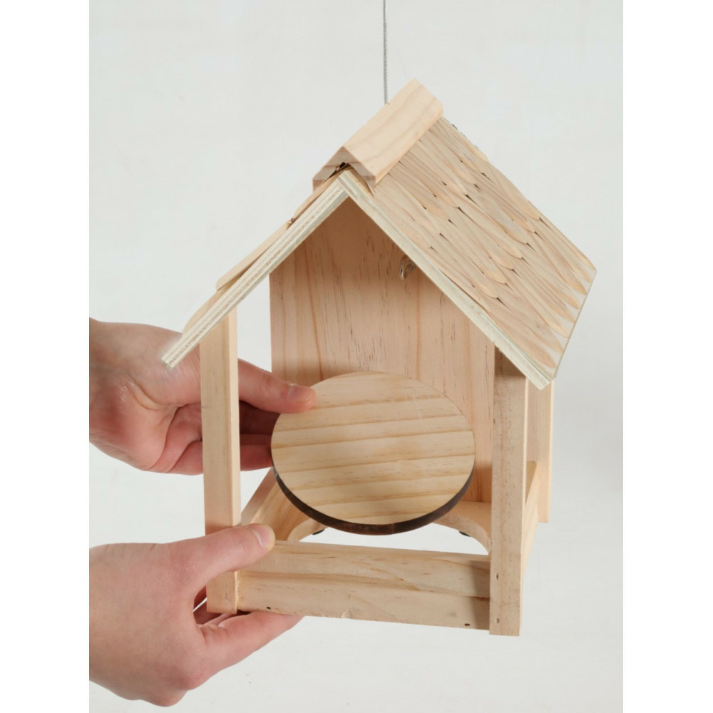 Mangeoire cup grizzli 3 en 1 , toit en bois, pour oiseaux