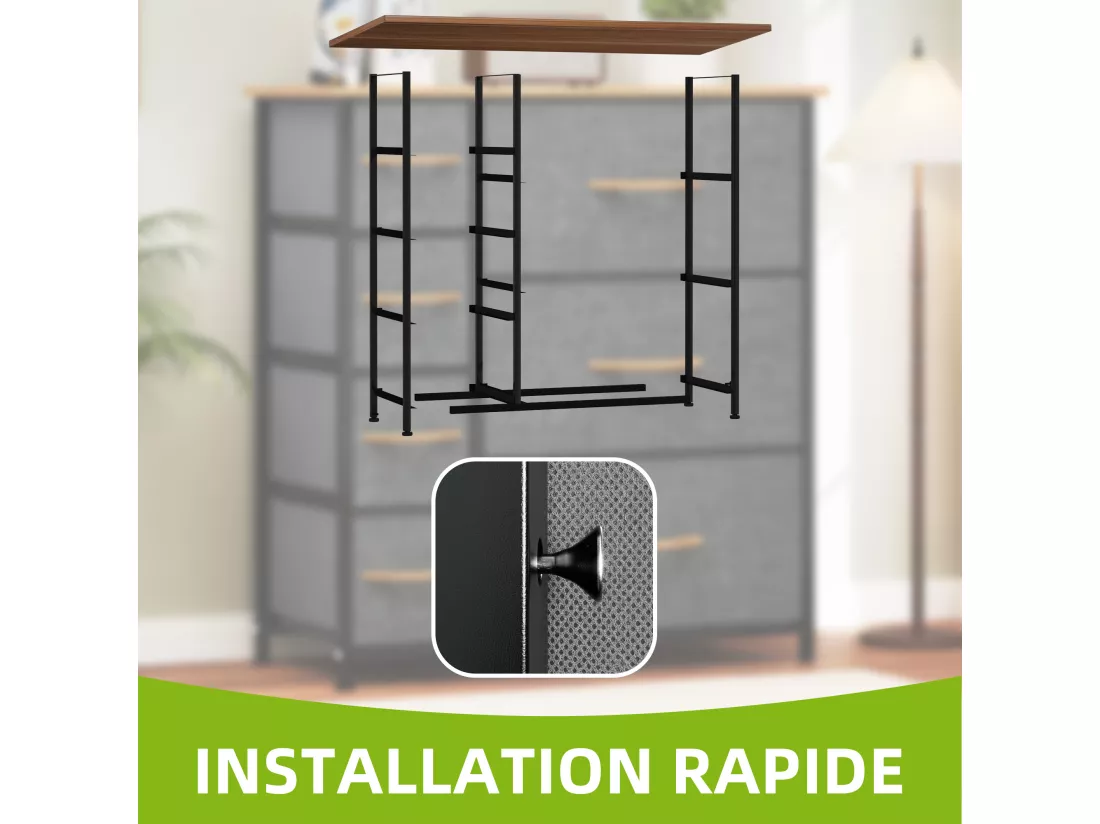 YITAHOME Commode - 7 Tiroirs en Tissu Commode Chambre Meuble de Rangement - Cadre en Métal - Chambre - Salon - Gris Profond