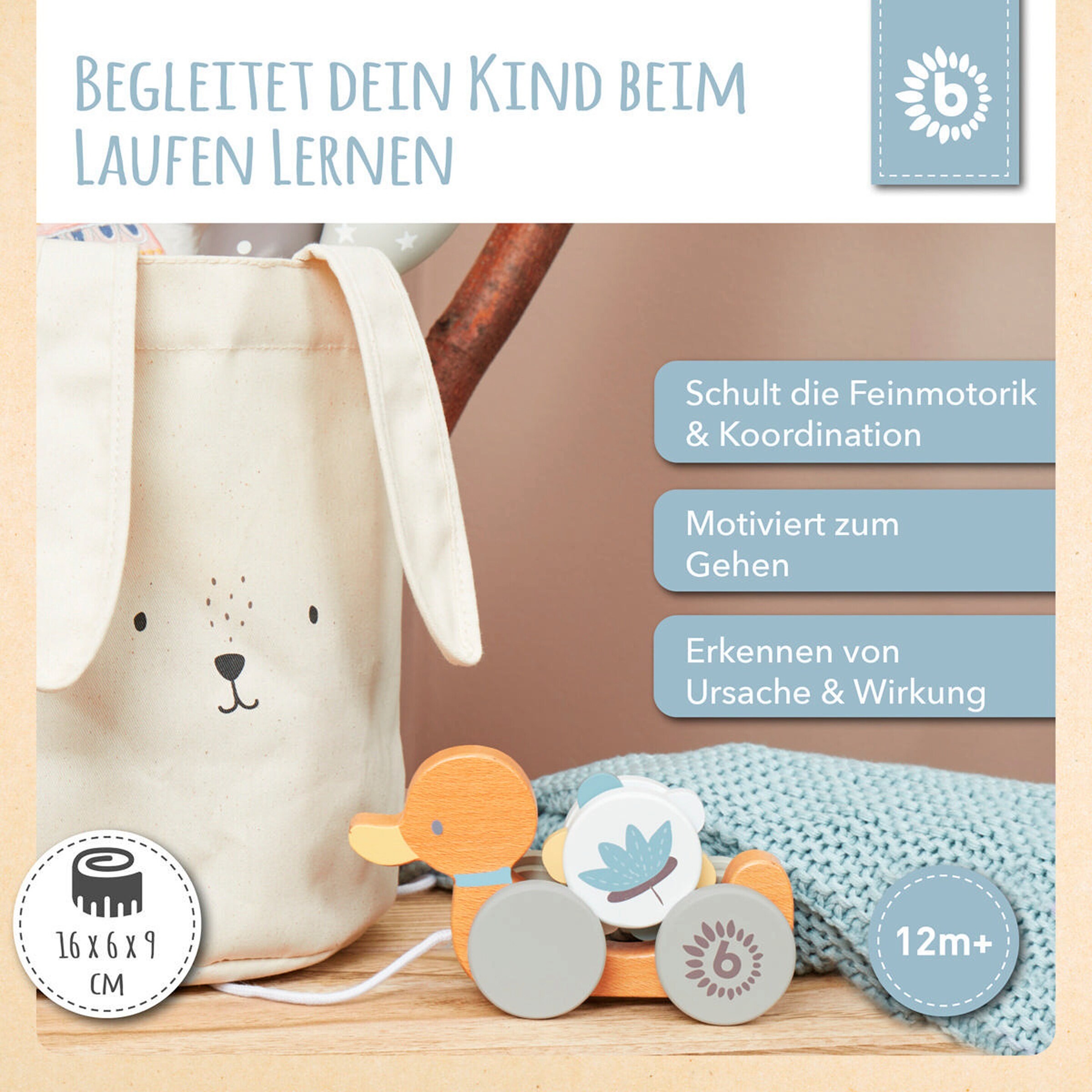 Bieco Nachziehente Holz - ab Geburt Weiß