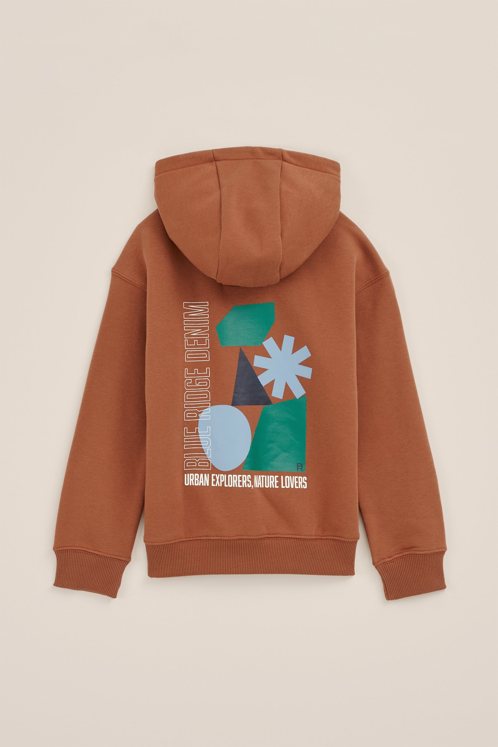 Jongens hoodie met opdruk Blue Ridge Lichtbruin