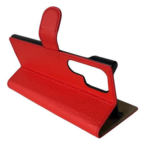 Samsung Galaxy S24 Ultra Echtleder Book Case Tasche Flip Cover Hand Made (MARCS24U-M04) - Rot