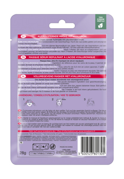 L'OREAL PARIS Revitalift Filler Tuchmaske aufpolsternd 30 g