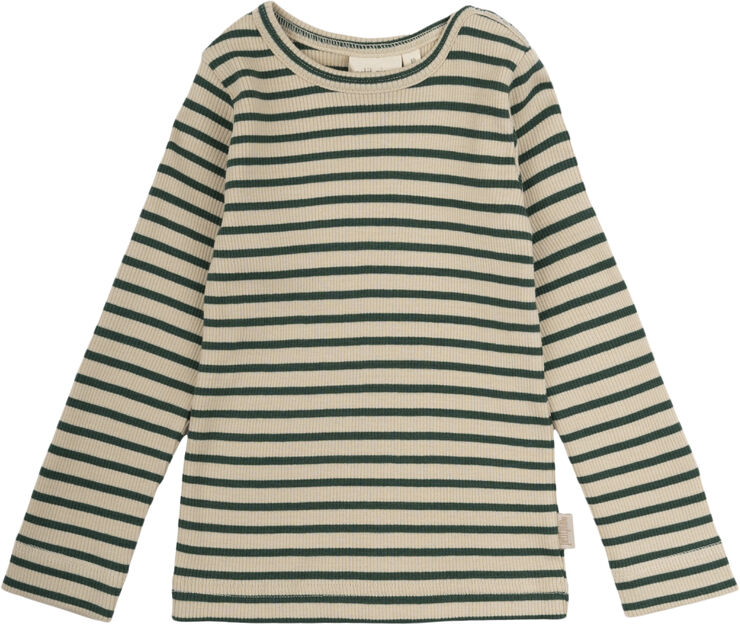 PETIT PIAO T-shirt L/S Modal Striped Emerald green/dar