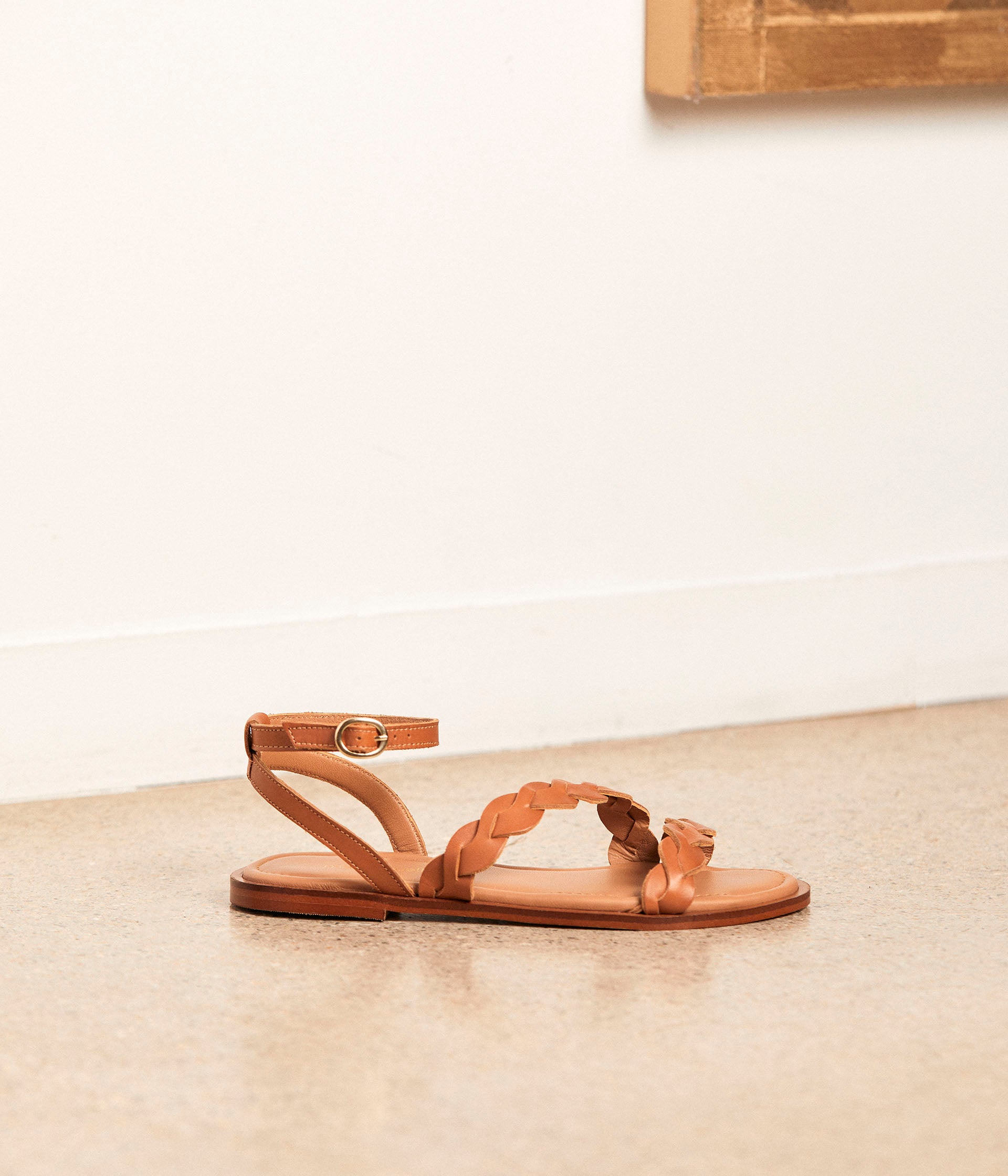 Sandales tressées cognac Selma