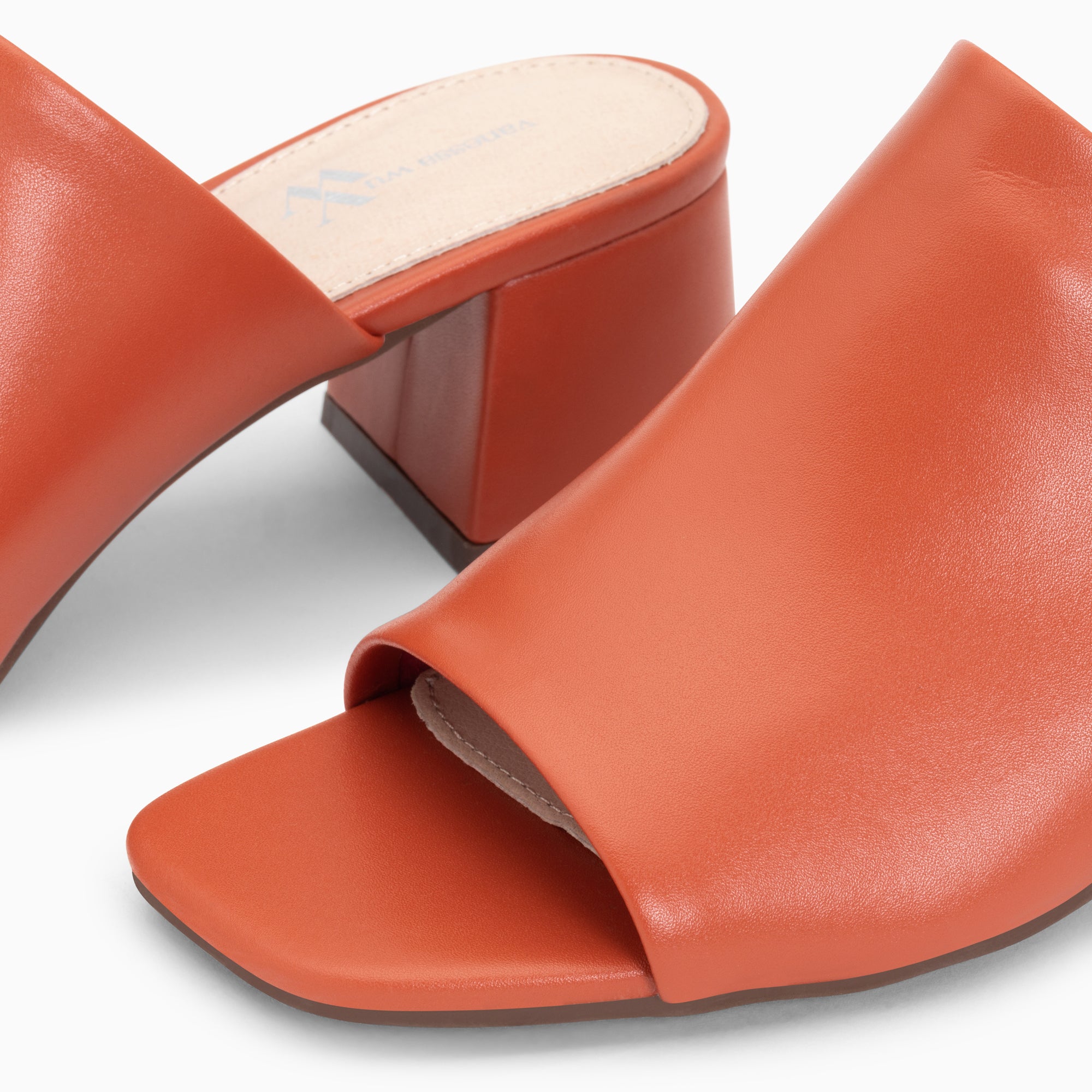 Sandales à talon, Compensées-Mules peep-toe Helène brique à talon