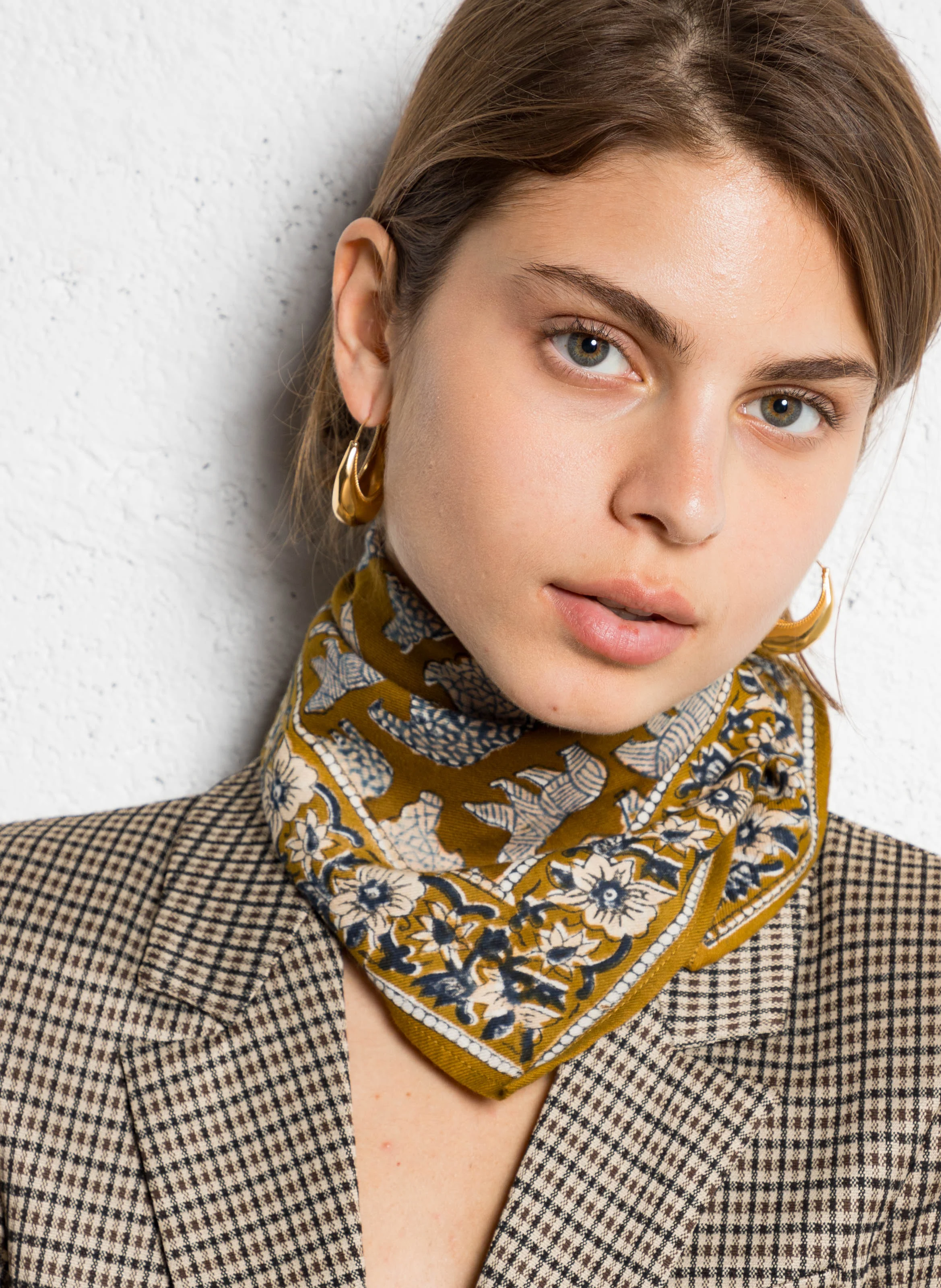 MANIKA - Foulard imprimé en coton | Marron