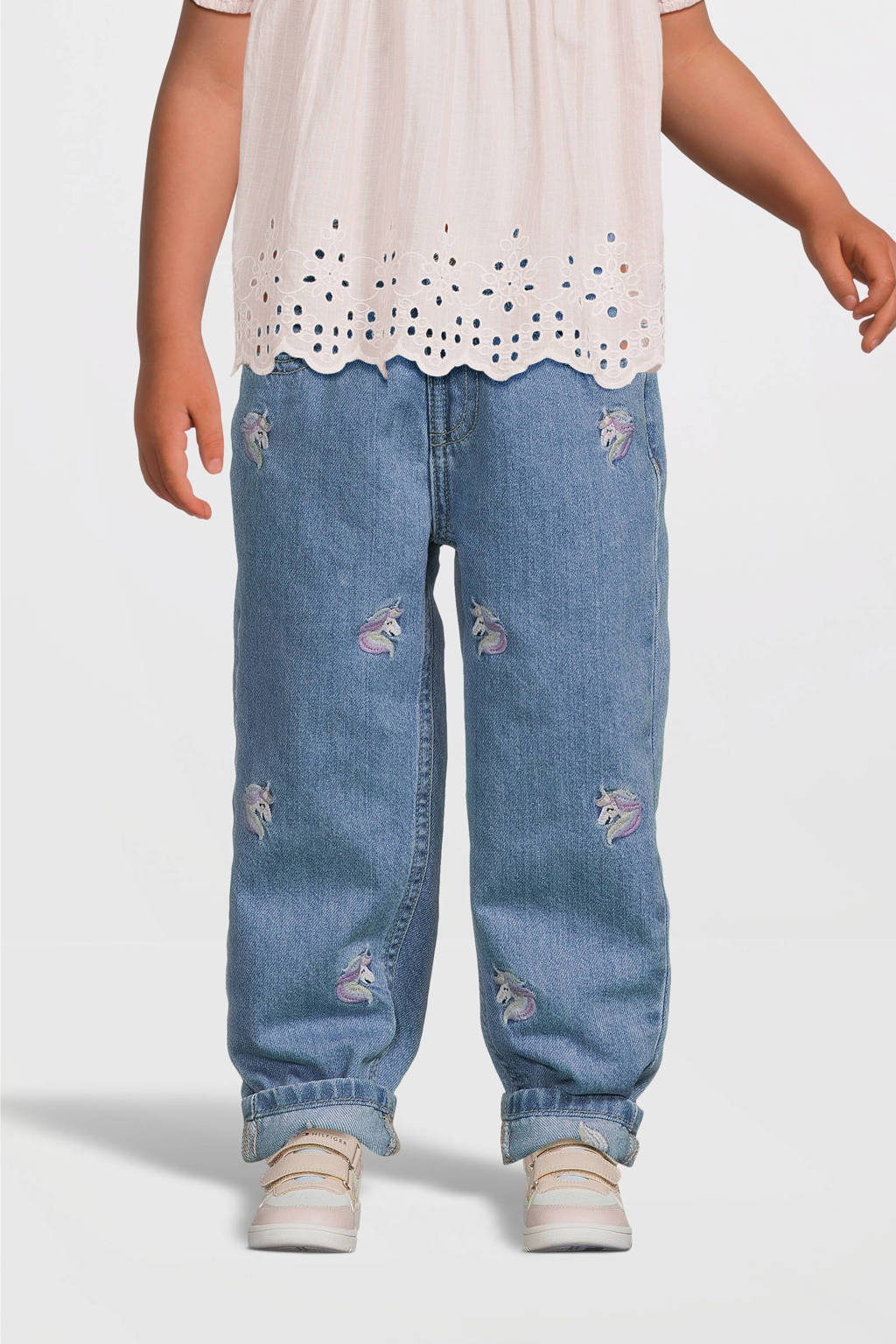 NAME IT loose fit jeans NMFBELLA met eenhoorns light blue denim